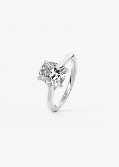 Elongated Cushion Hidden Halo Lab Grown Diamond Engagement Ring