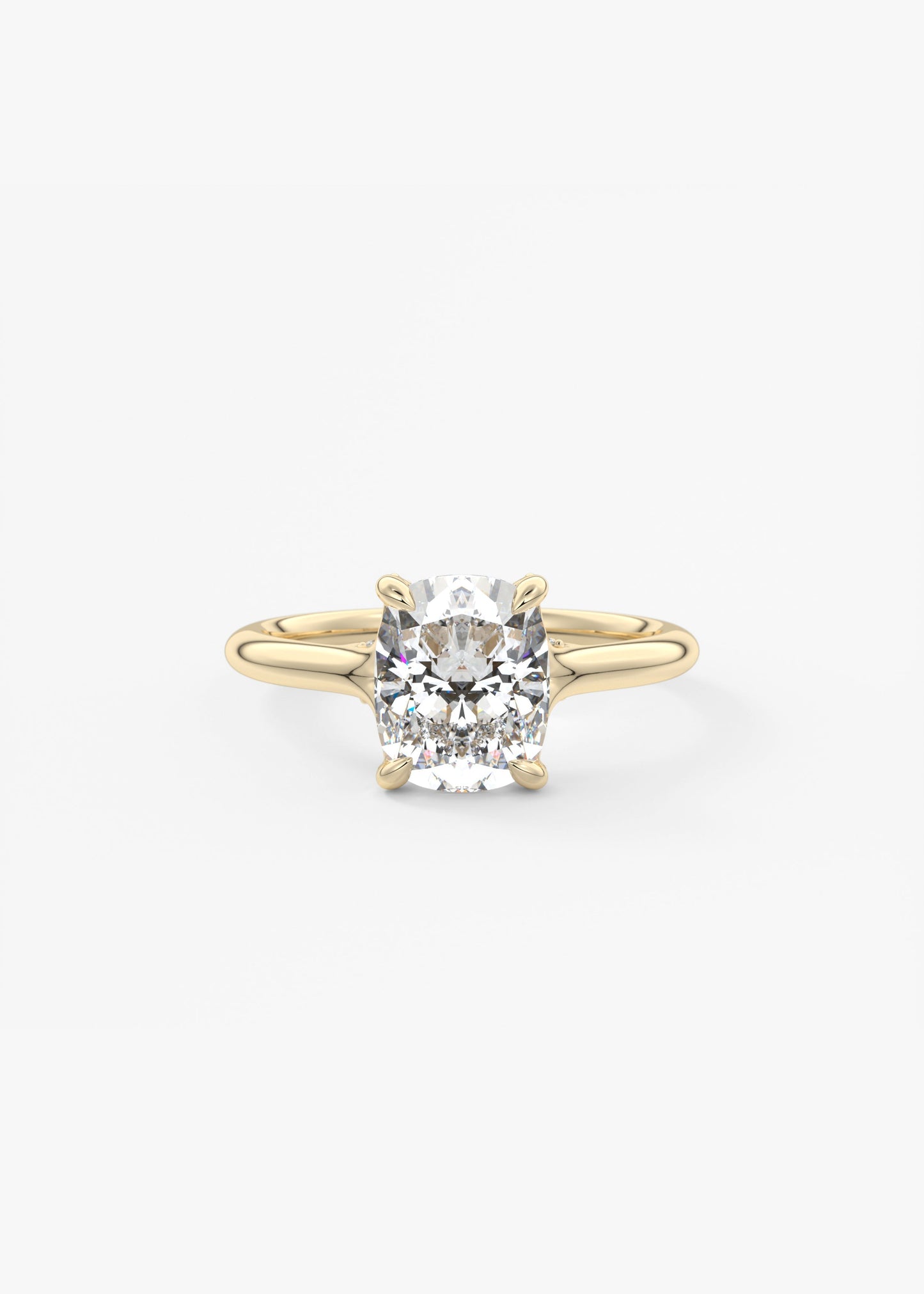 Elongated Cushion Hidden Halo Lab Grown Diamond Engagement Ring