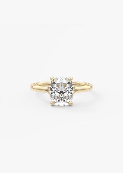 Elongated Cushion Hidden Halo Lab Grown Diamond Engagement Ring
