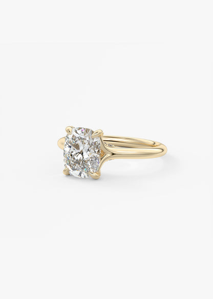 Elongated Cushion Hidden Halo Lab Grown Diamond Engagement Ring