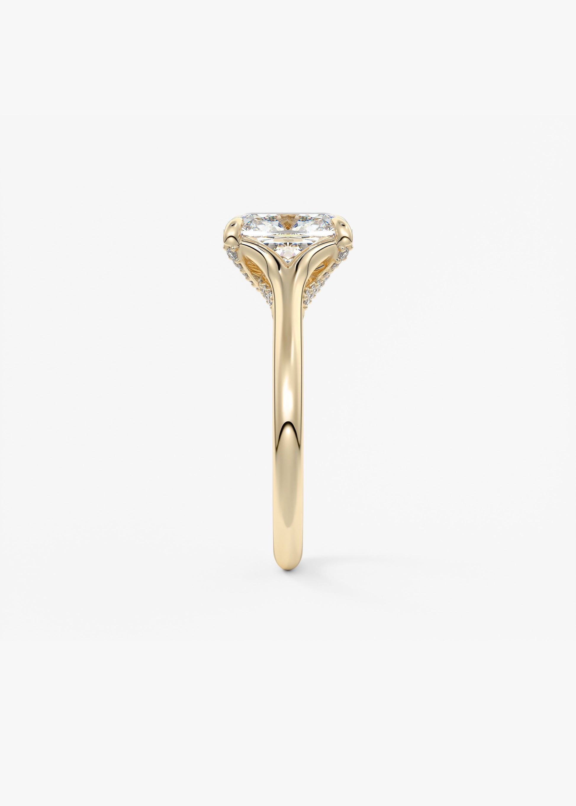 Elongated Cushion Hidden Halo Lab Grown Diamond Engagement Ring