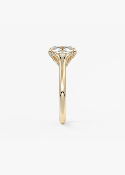 Elongated Cushion Hidden Halo Lab Grown Diamond Engagement Ring