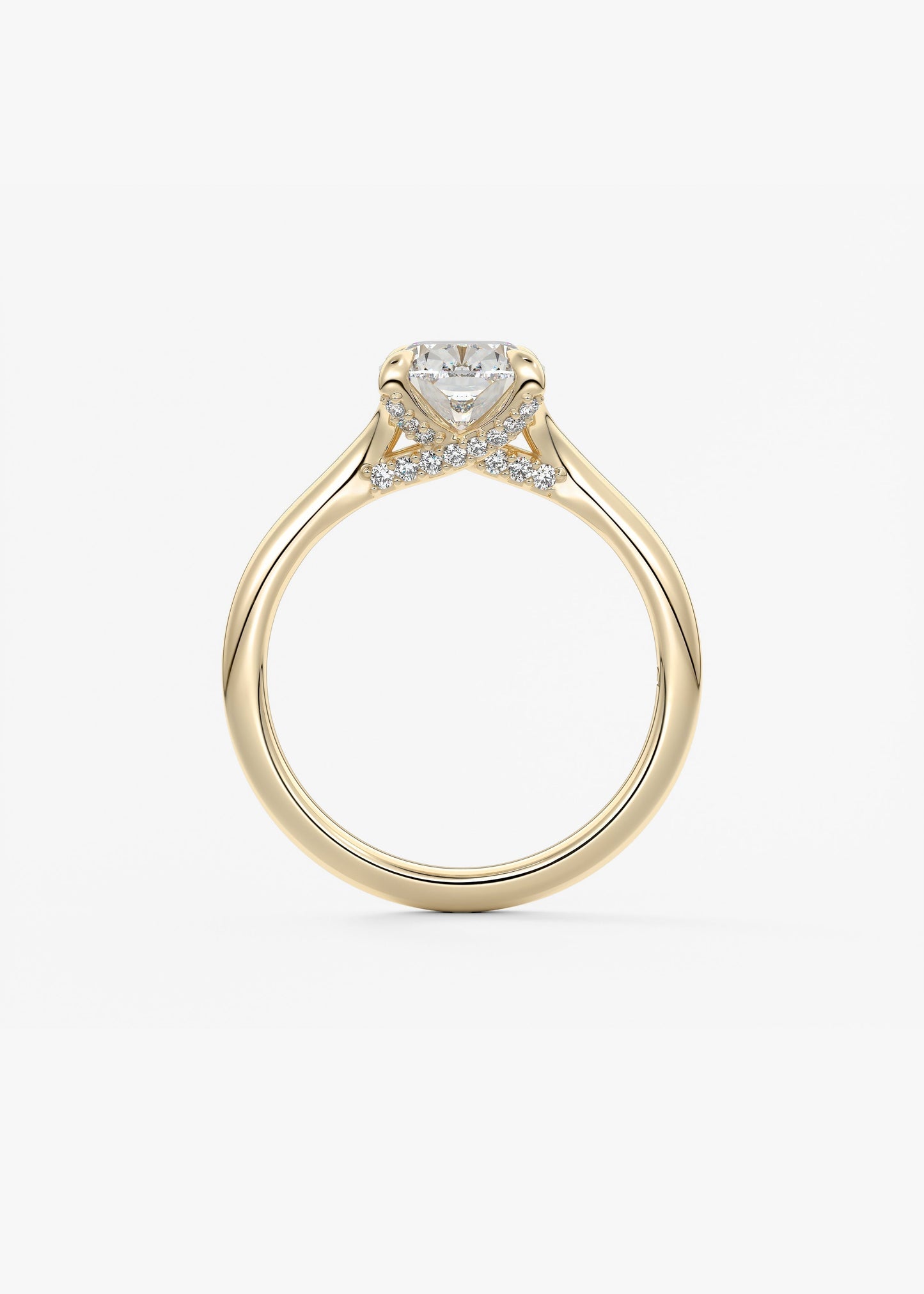 Elongated Cushion Hidden Halo Lab Grown Diamond Engagement Ring