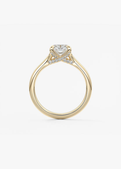 Elongated Cushion Hidden Halo Lab Grown Diamond Engagement Ring