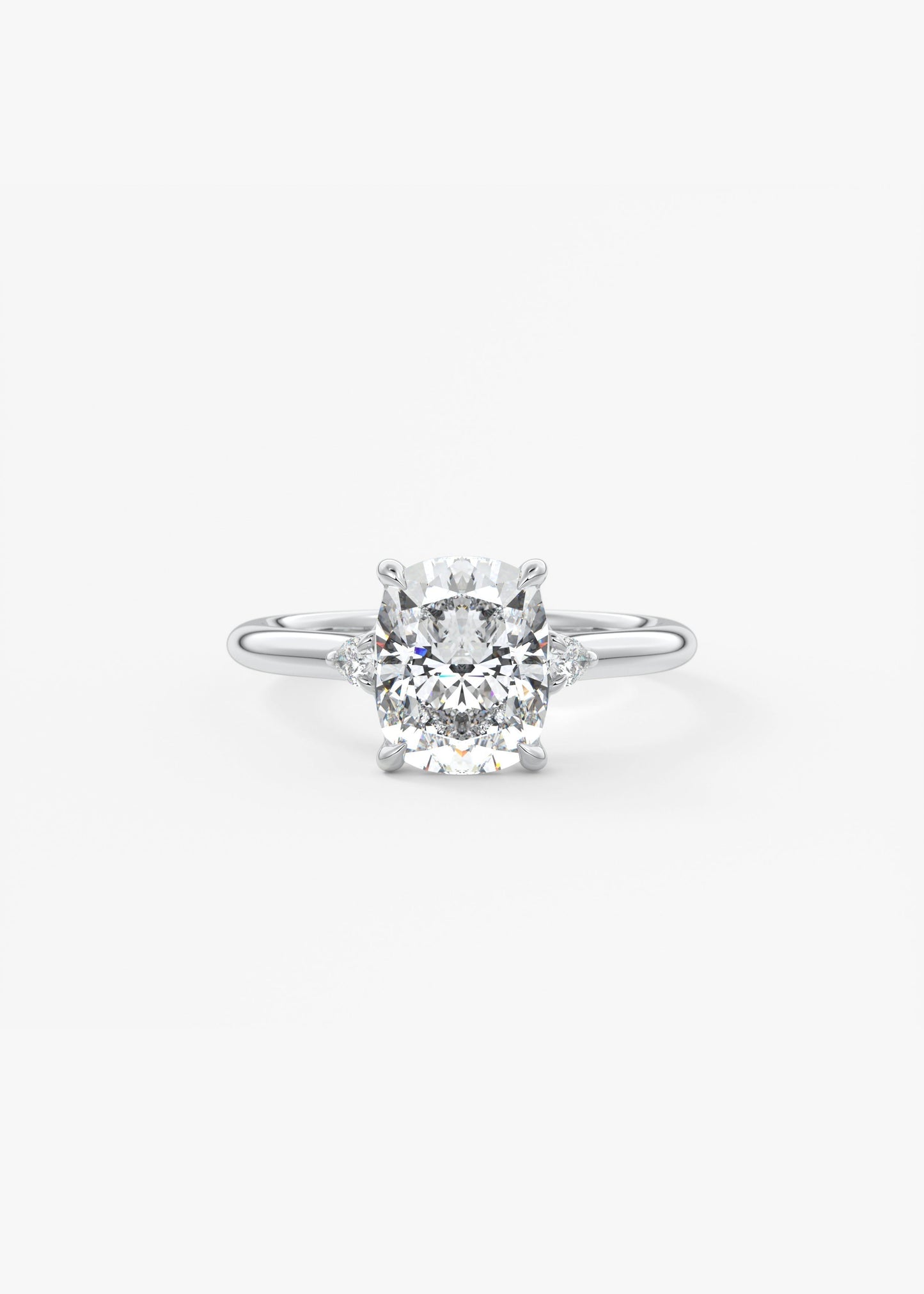 Elongated Cushion Three Stone Lab Grown Diamond Engagement Ring