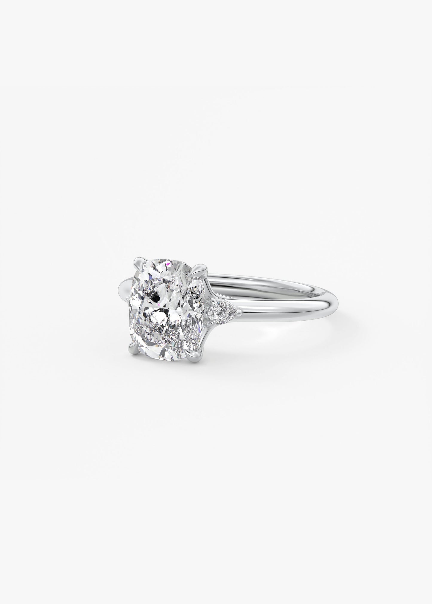 Elongated Cushion Three Stone Lab Grown Diamond Engagement Ring
