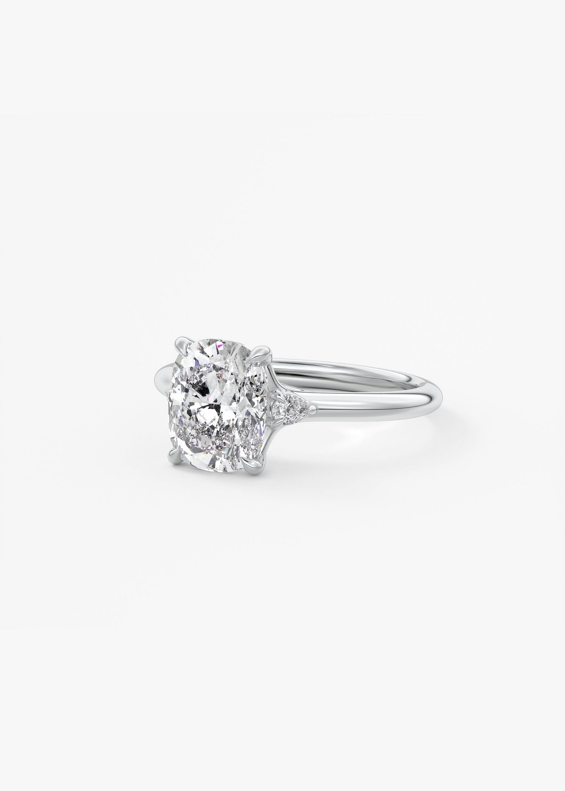 Elongated Cushion Three Stone Lab Grown Diamond Engagement Ring