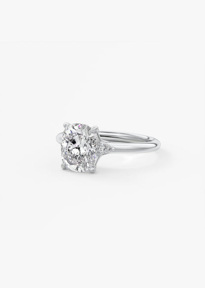 Elongated Cushion Three Stone Lab Grown Diamond Engagement Ring