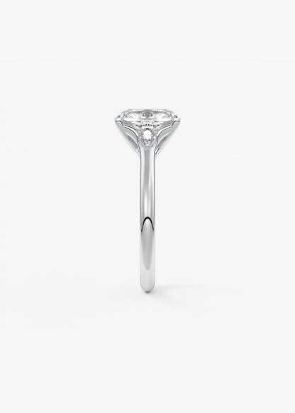 Elongated Cushion Three Stone Lab Grown Diamond Engagement Ring
