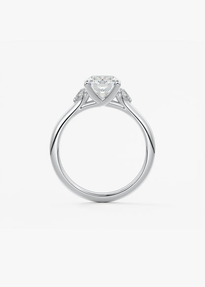 Elongated Cushion Three Stone Lab Grown Diamond Engagement Ring