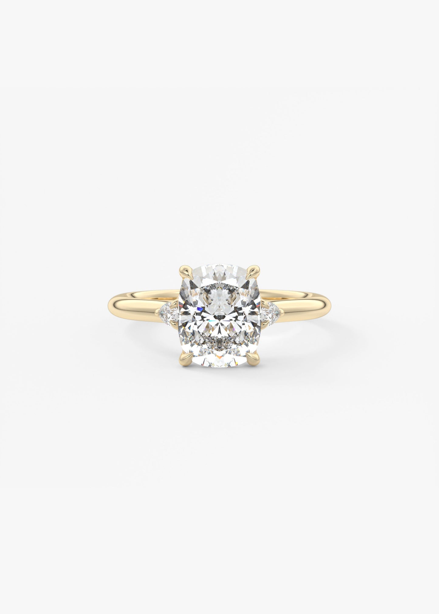 Elongated Cushion Three Stone Lab Grown Diamond Engagement Ring