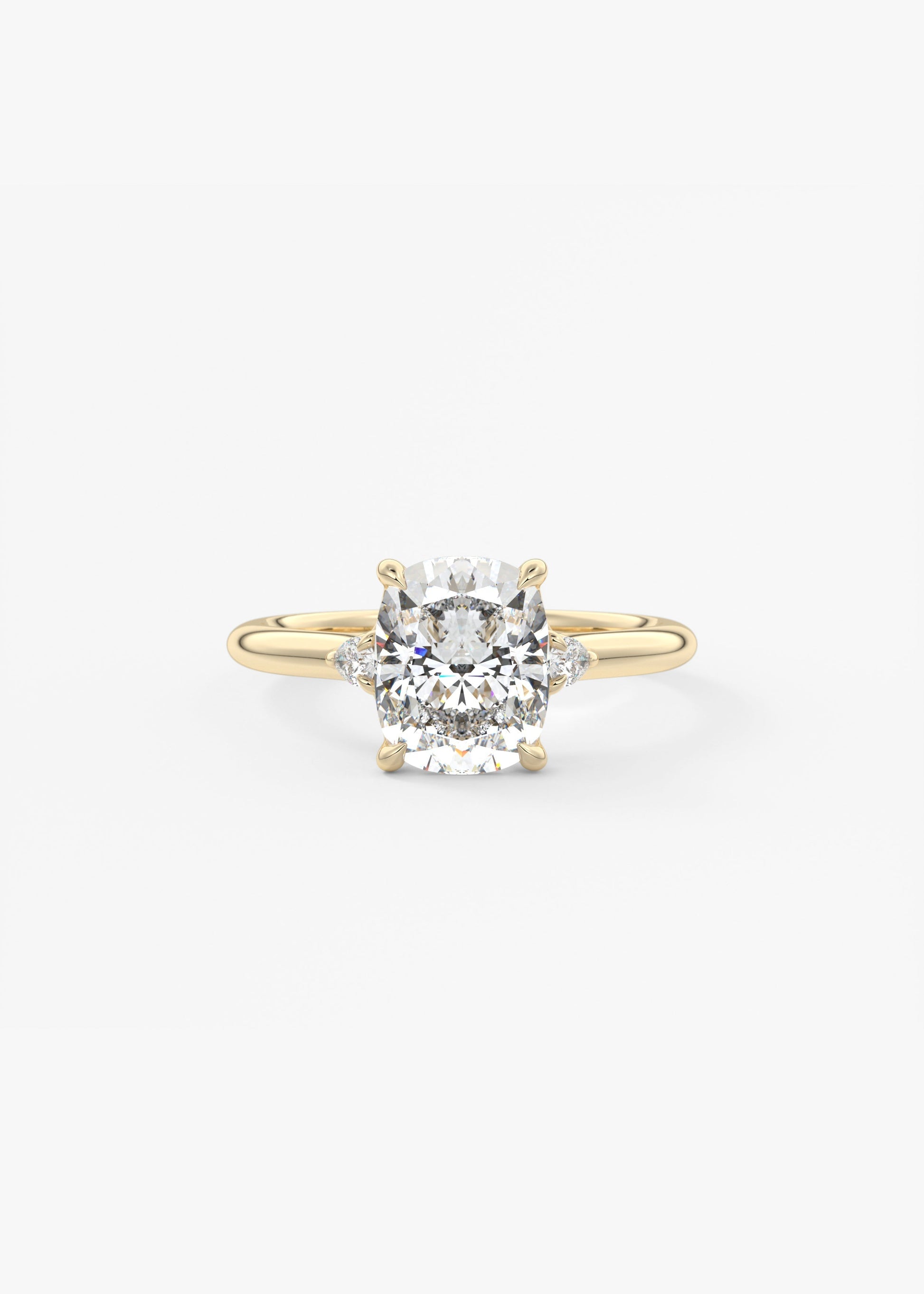 Elongated Cushion Three Stone Lab Grown Diamond Engagement Ring