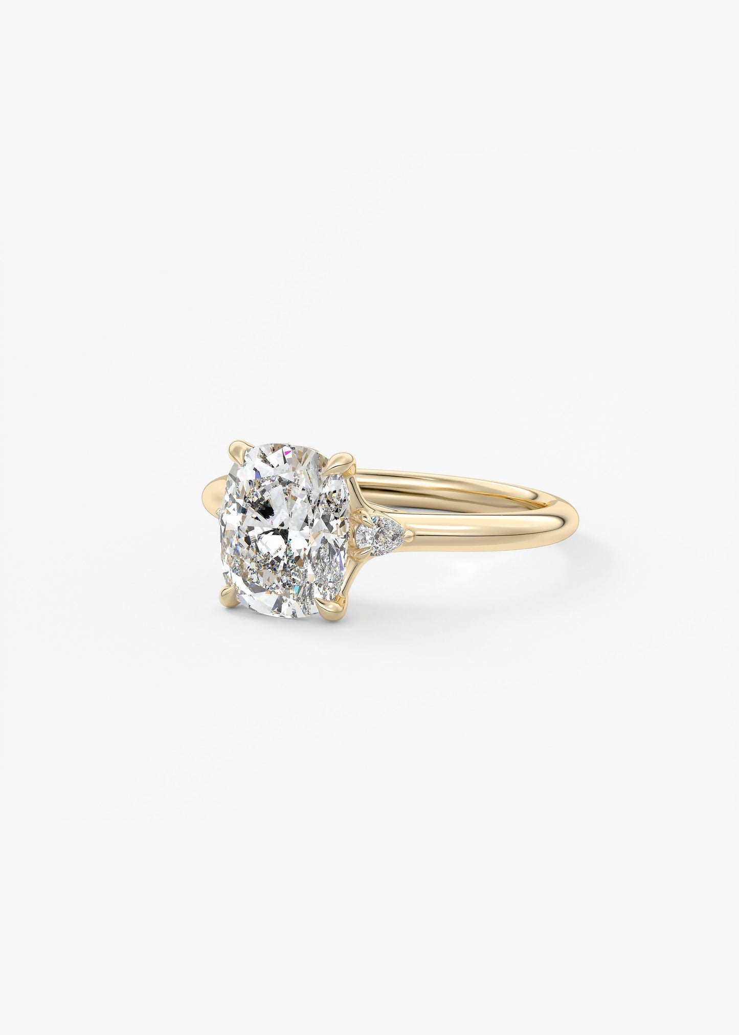 Elongated Cushion Three Stone Lab Grown Diamond Engagement Ring