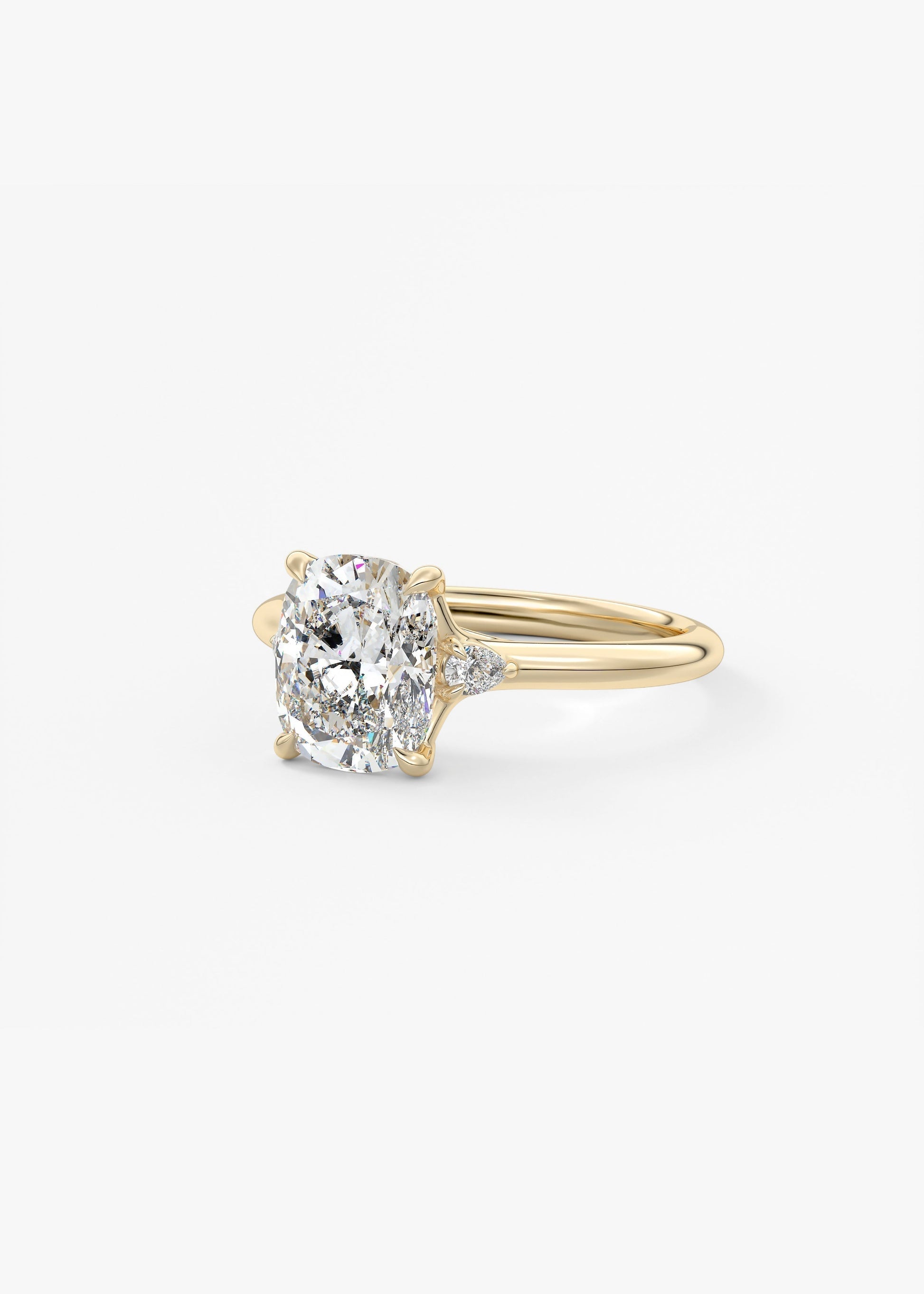 Elongated Cushion Three Stone Lab Grown Diamond Engagement Ring