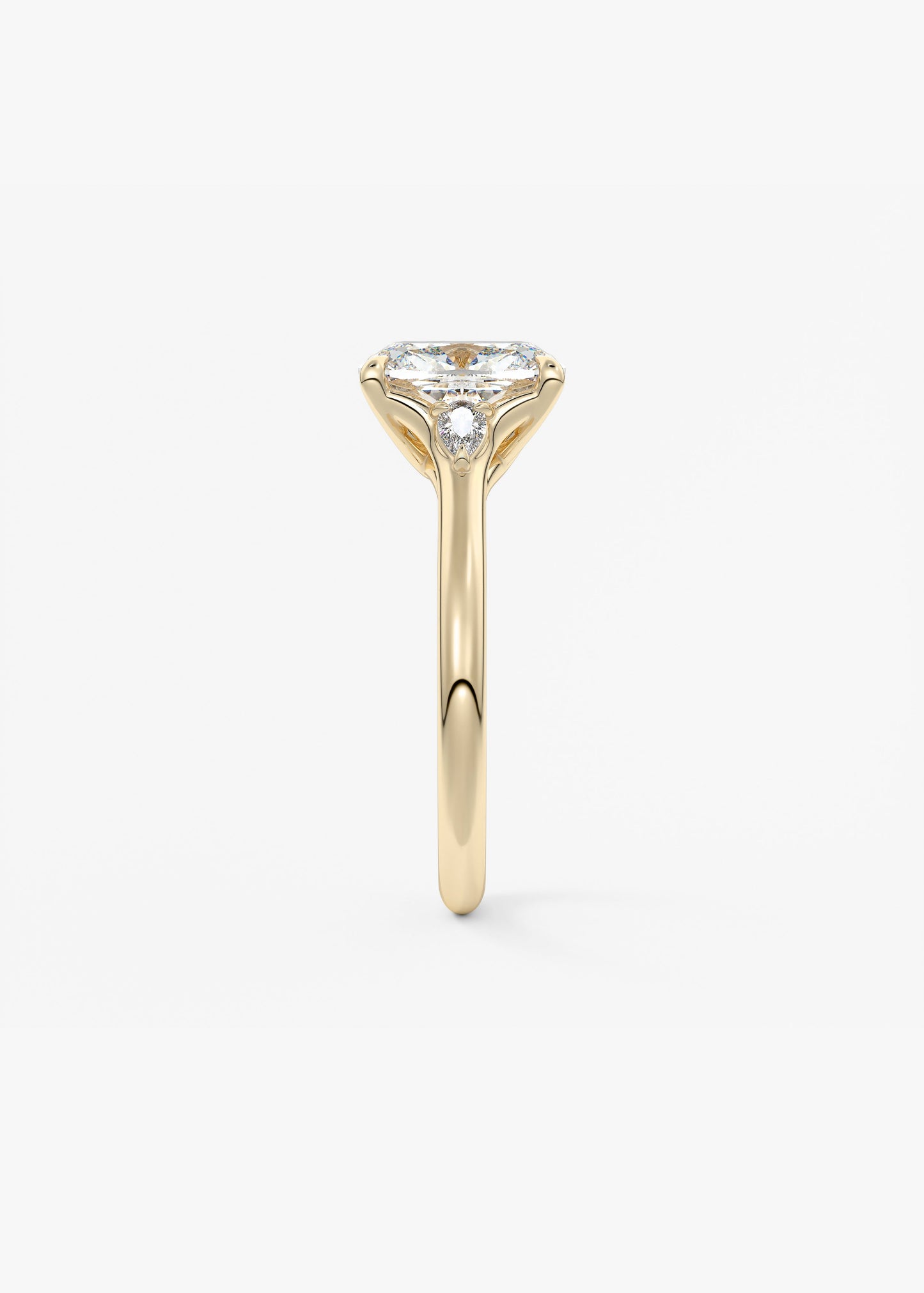 Elongated Cushion Three Stone Lab Grown Diamond Engagement Ring