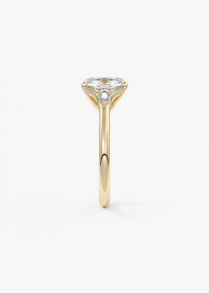 Elongated Cushion Three Stone Lab Grown Diamond Engagement Ring