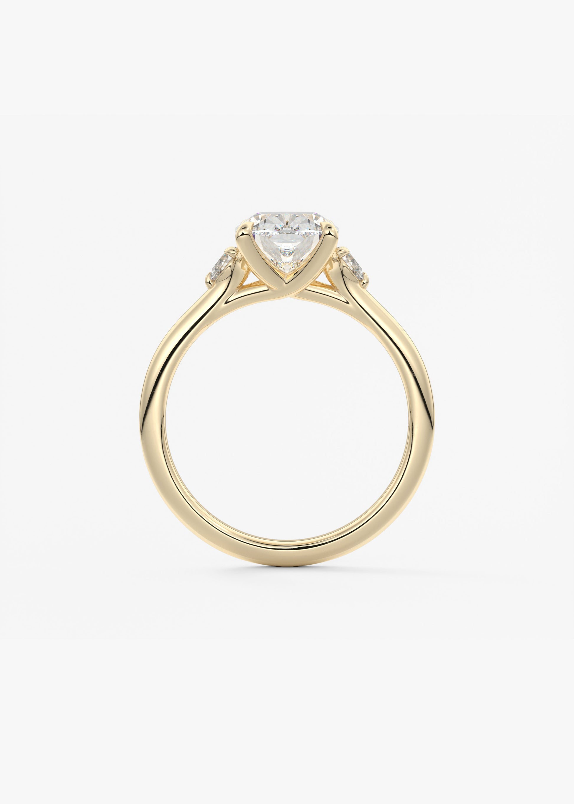 Elongated Cushion Three Stone Lab Grown Diamond Engagement Ring