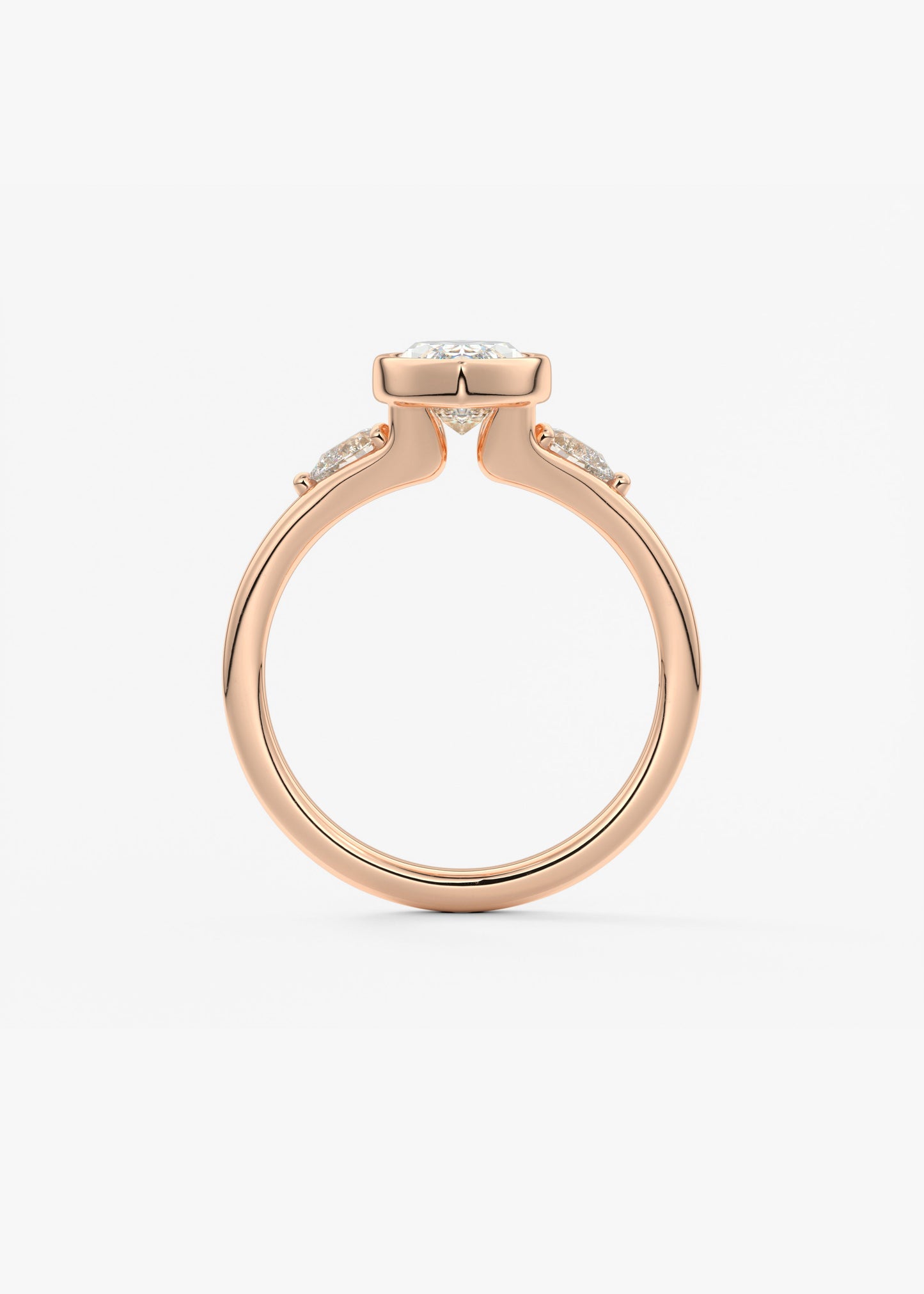 Marquise Three Stone Bezel Lab Grown Diamond Engagement Ring