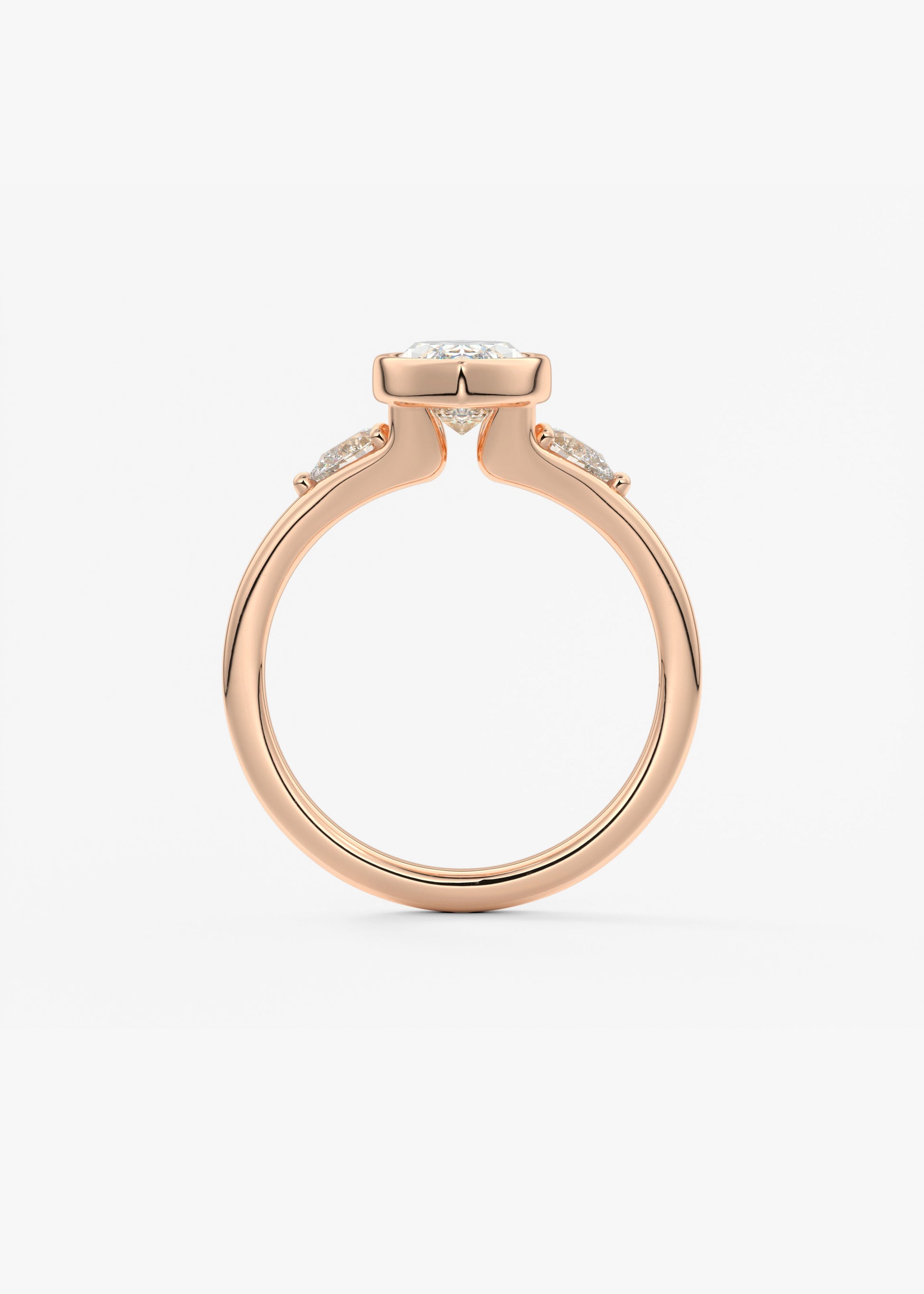 Marquise Three Stone Bezel Lab Grown Diamond Engagement Ring