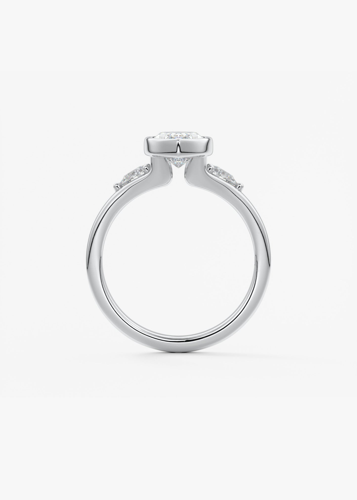 Marquise Three Stone Bezel Lab Grown Diamond Engagement Ring