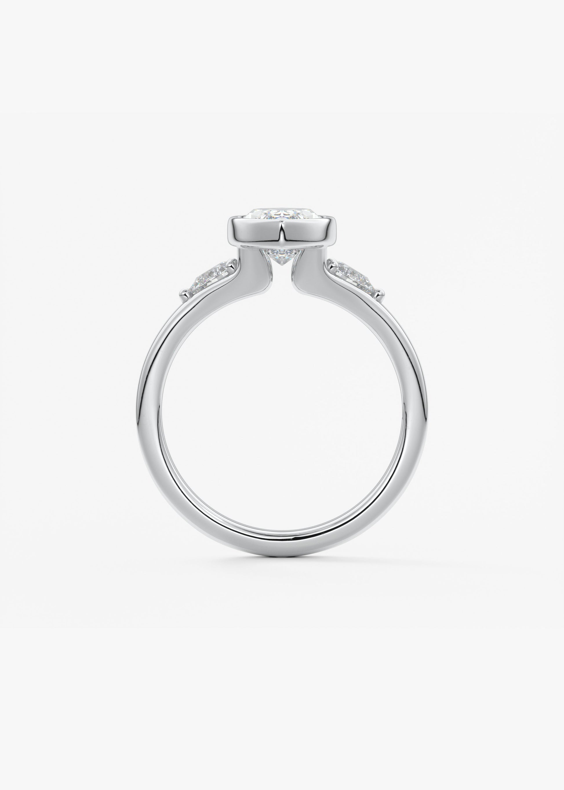 Marquise Three Stone Bezel Lab Grown Diamond Engagement Ring