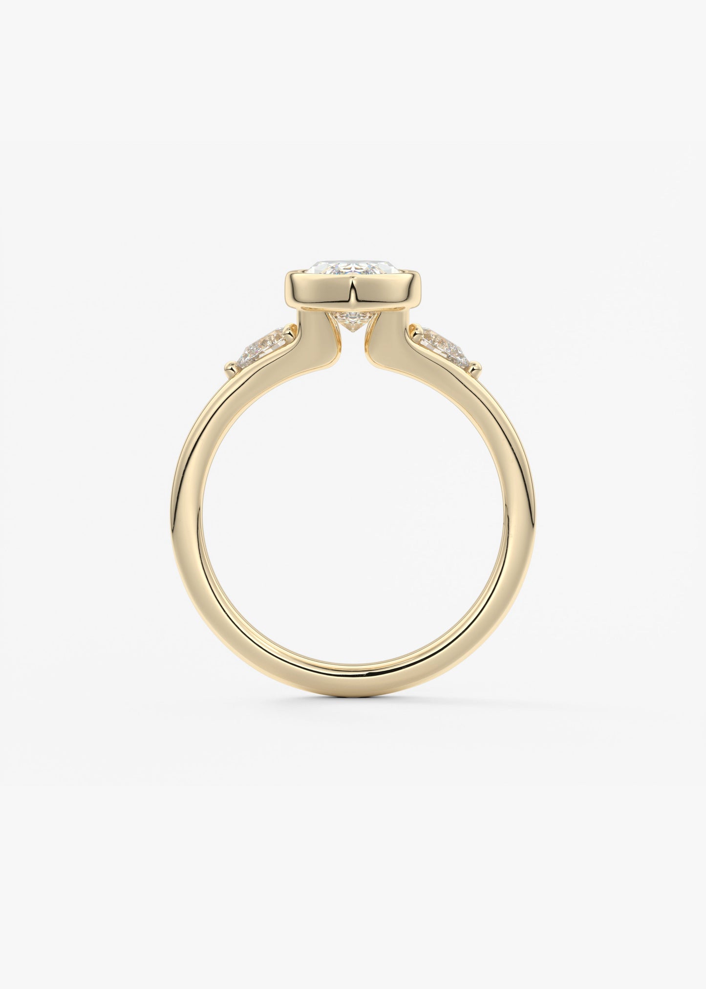 Marquise Three Stone Bezel Lab Grown Diamond Engagement Ring