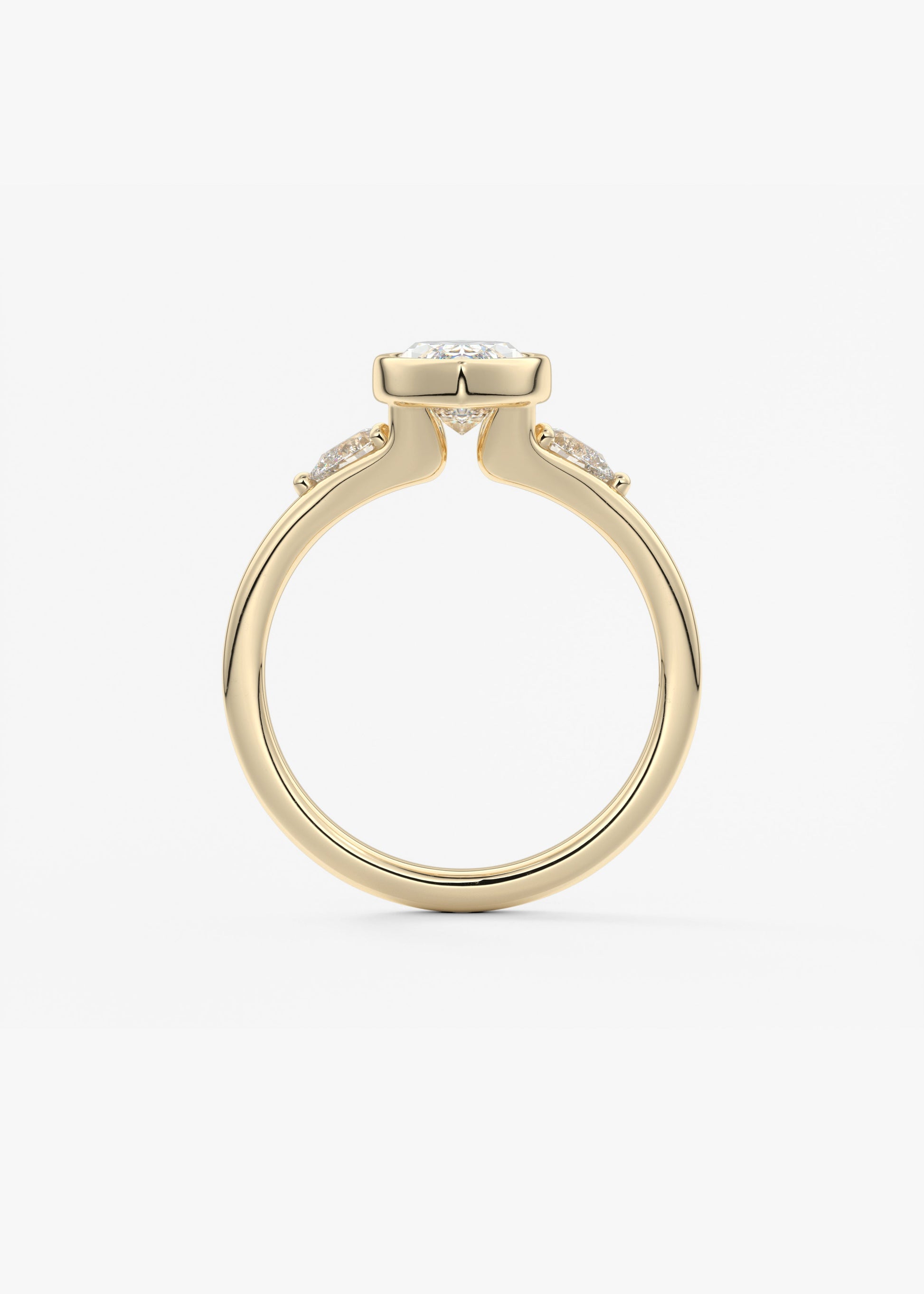 Marquise Three Stone Bezel Lab Grown Diamond Engagement Ring