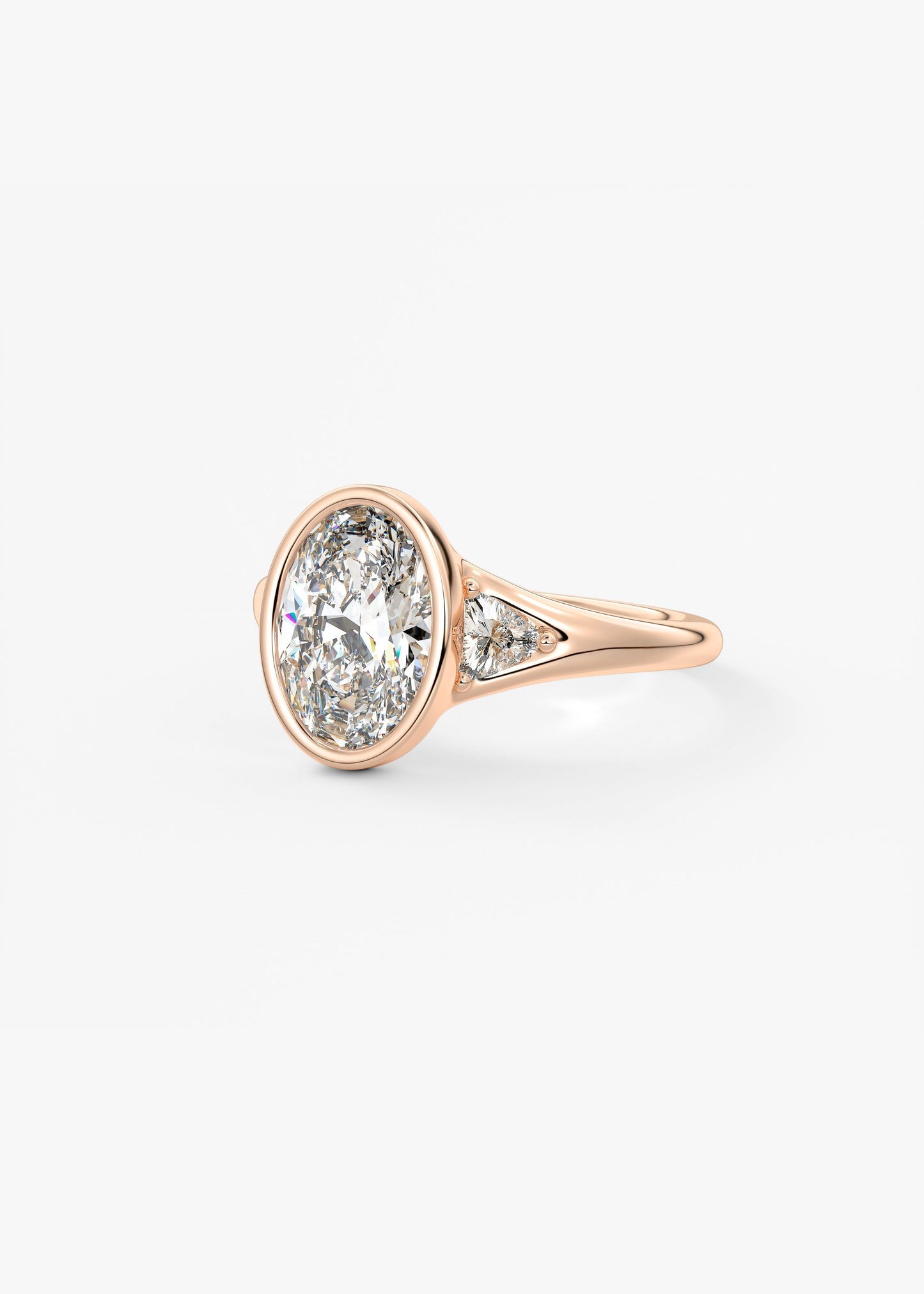 Oval Three Stone Bezel Lab Grown Diamond Engagement Ring