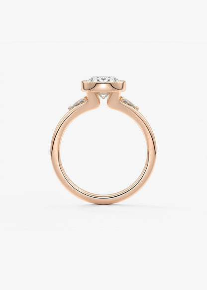 Oval Three Stone Bezel Lab Grown Diamond Engagement Ring