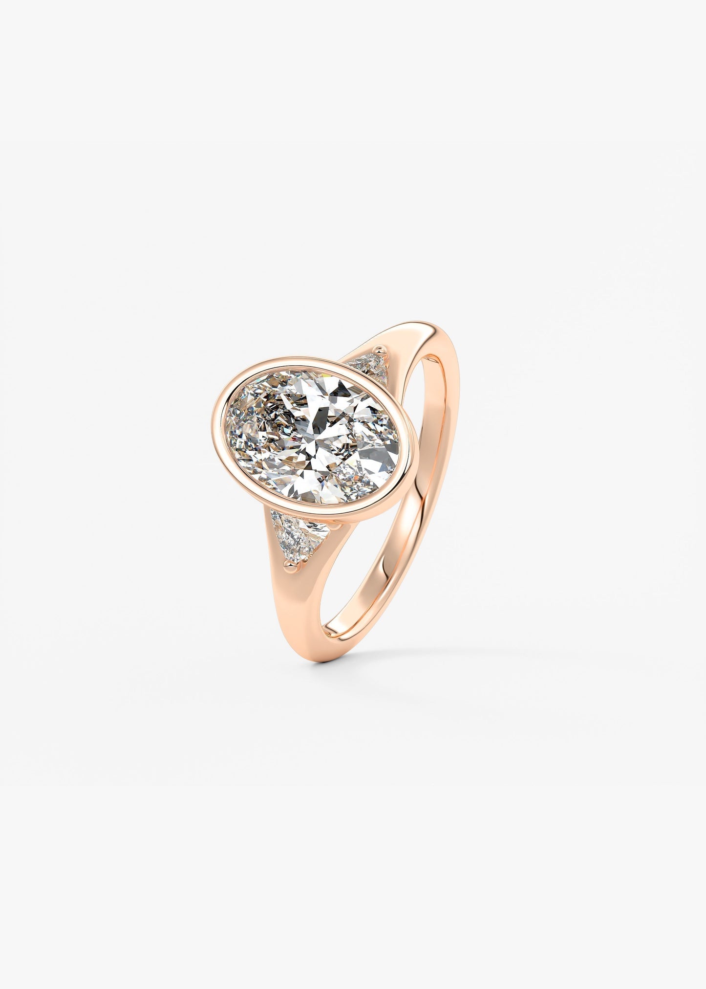 Oval Three Stone Bezel Lab Grown Diamond Engagement Ring