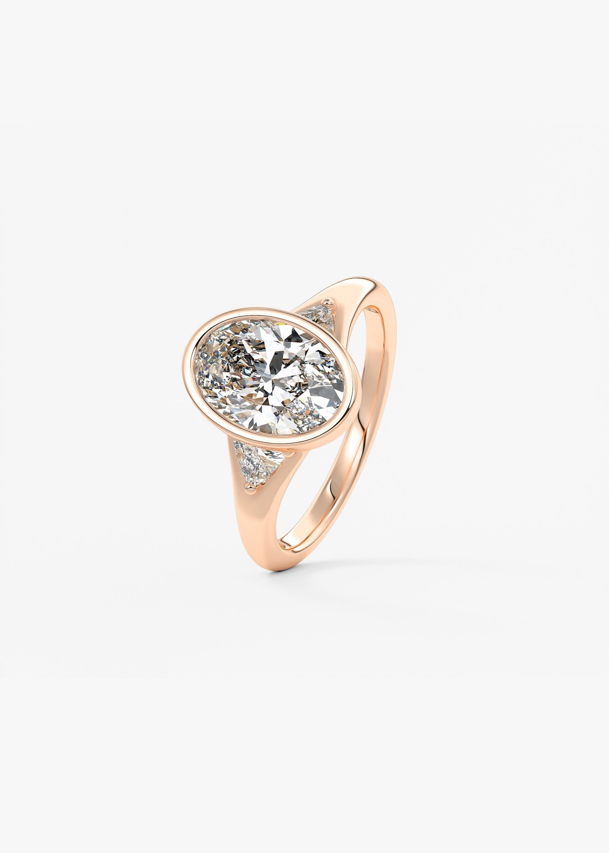 Oval Three Stone Bezel Lab Grown Diamond Engagement Ring