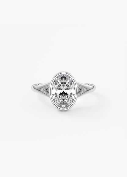 Oval Three Stone Bezel Lab Grown Diamond Engagement Ring