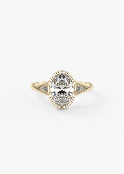 Oval Three Stone Bezel Lab Grown Diamond Engagement Ring