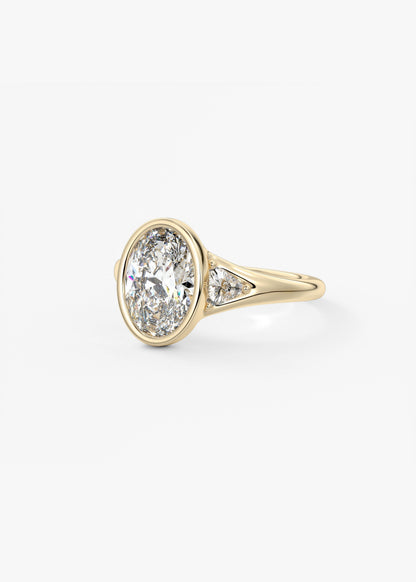 Oval Three Stone Bezel Lab Grown Diamond Engagement Ring