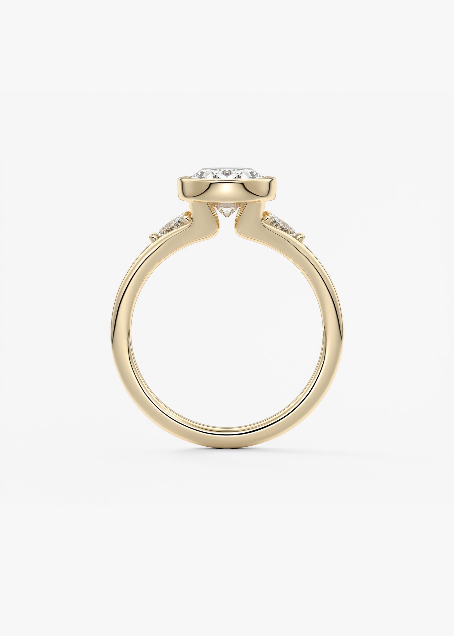 Oval Three Stone Bezel Lab Grown Diamond Engagement Ring