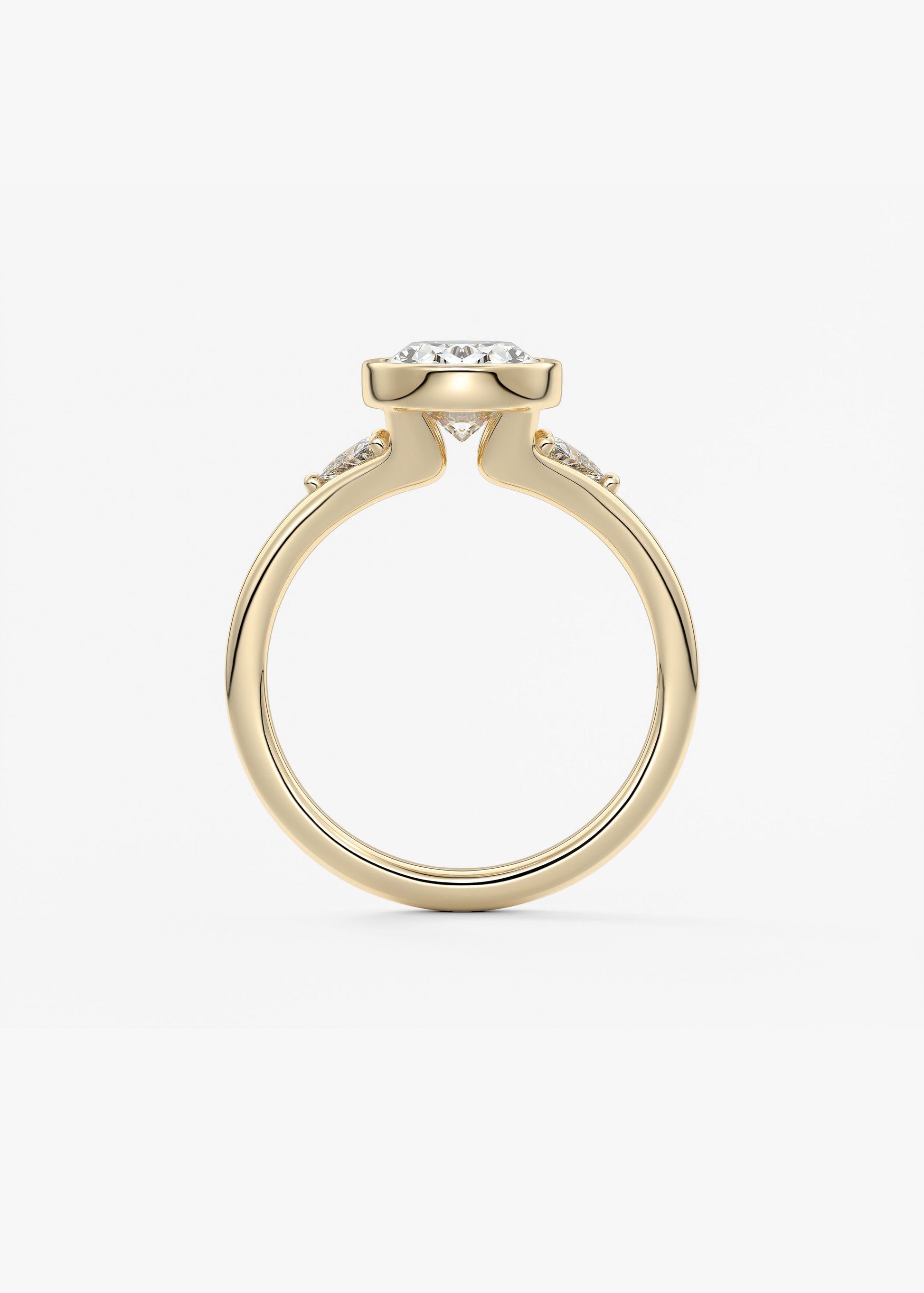 Oval Three Stone Bezel Lab Grown Diamond Engagement Ring