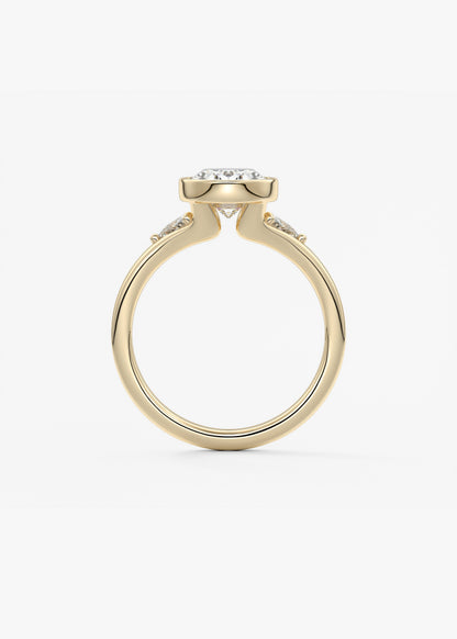 Oval Three Stone Bezel Lab Grown Diamond Engagement Ring