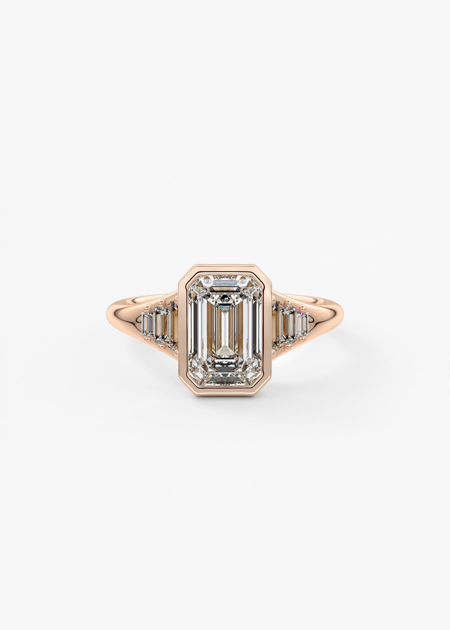 Emerald Cluster Bezel Lab Grown Diamond Engagement Ring