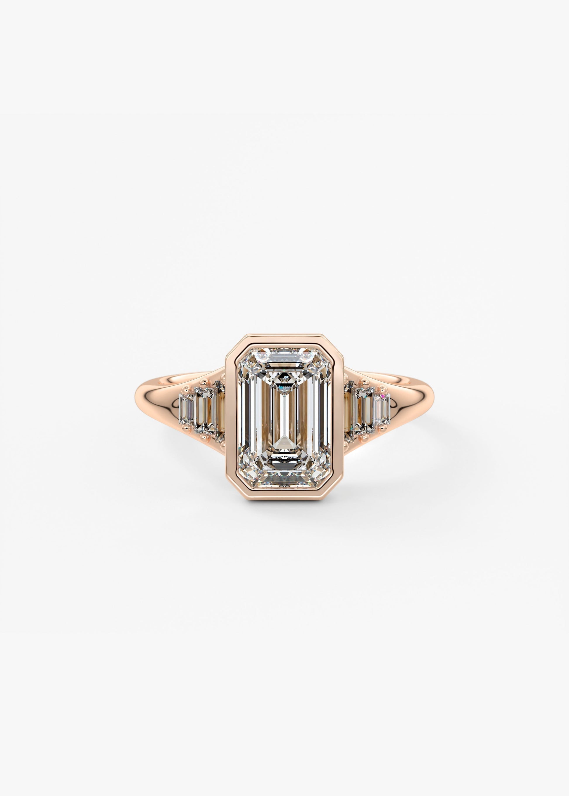 Emerald Cluster Bezel Lab Grown Diamond Engagement Ring
