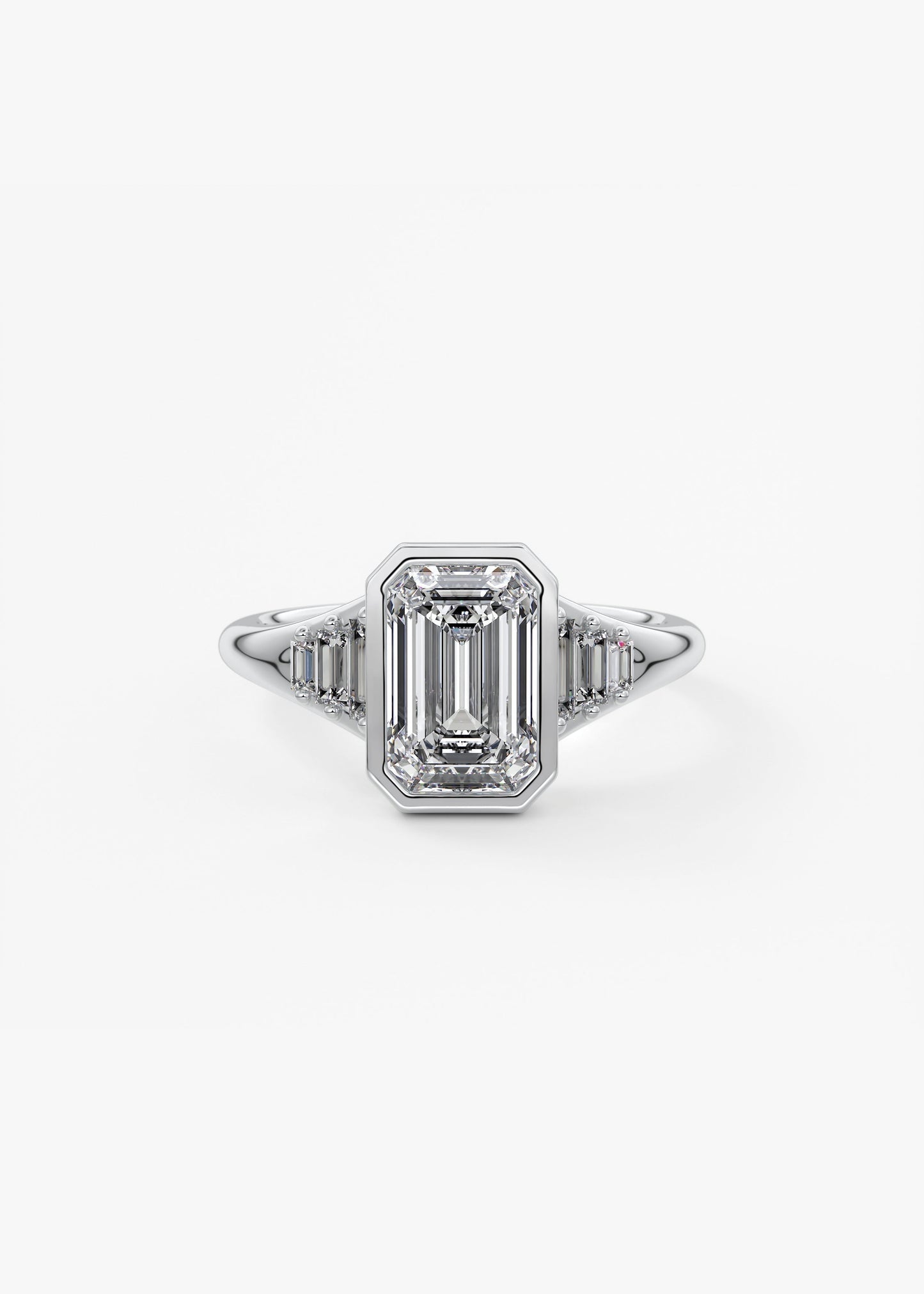 Emerald Cluster Bezel Lab Grown Diamond Engagement Ring