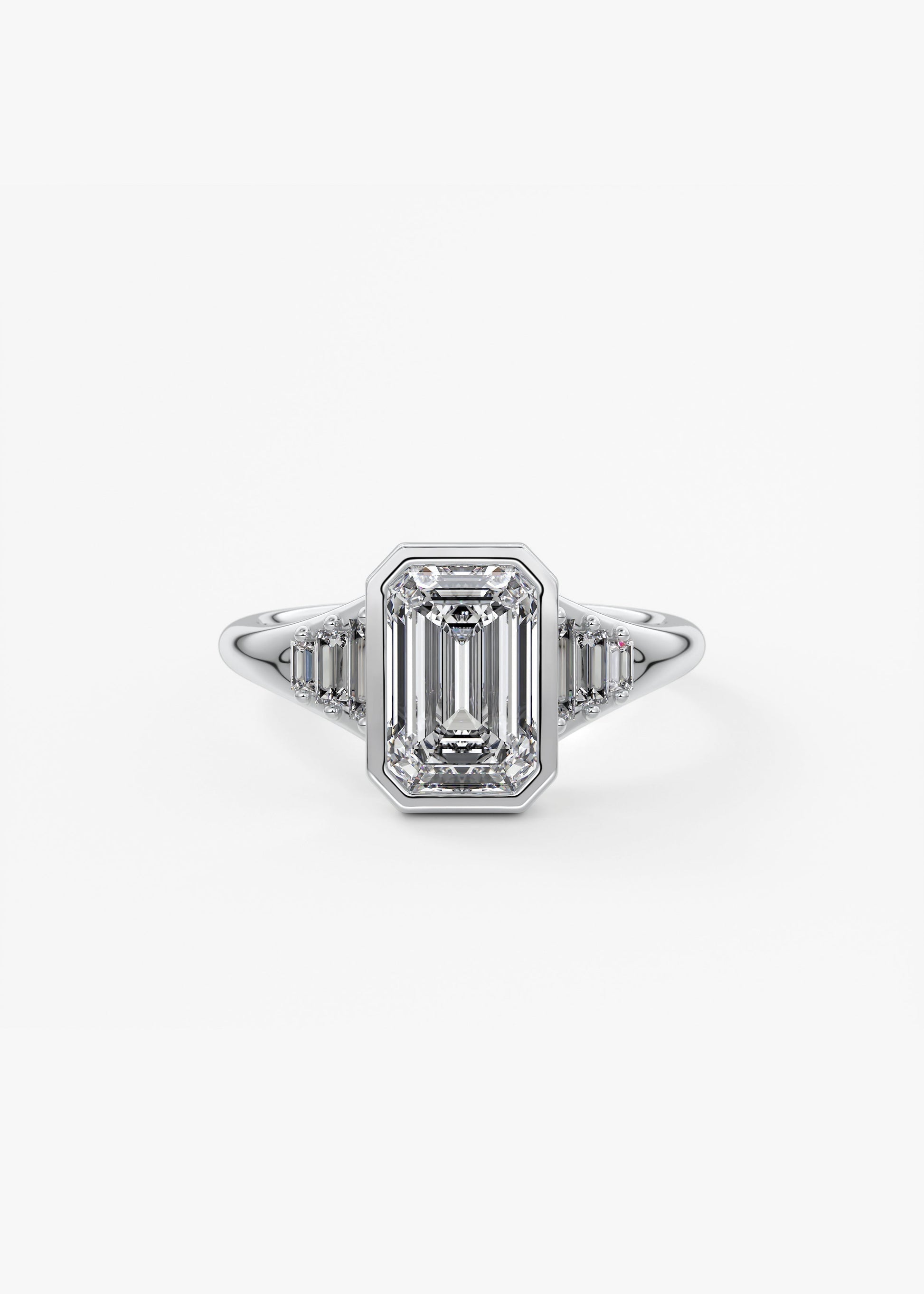 Emerald Cluster Bezel Lab Grown Diamond Engagement Ring