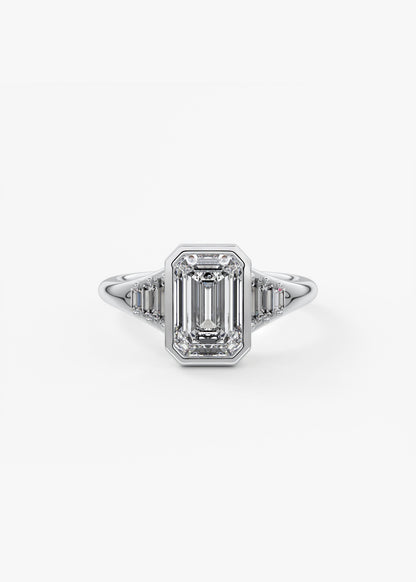 Emerald Cluster Bezel Lab Grown Diamond Engagement Ring
