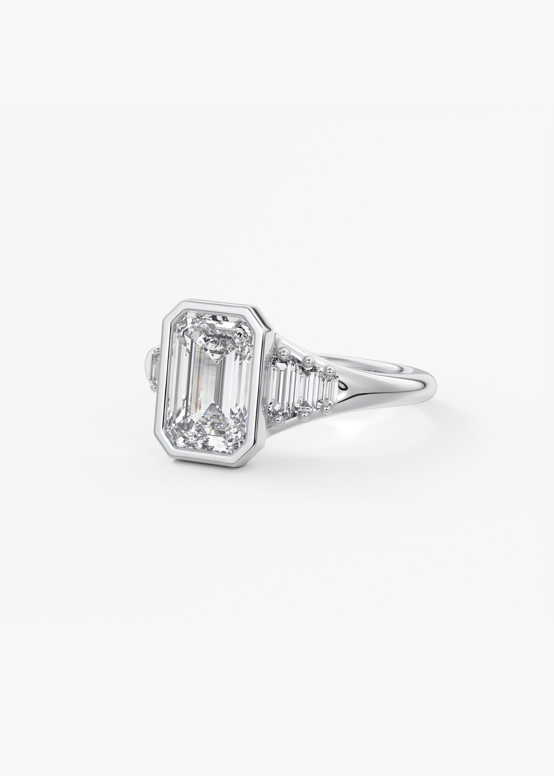 Emerald Cluster Bezel Lab Grown Diamond Engagement Ring