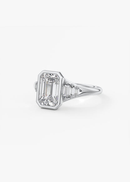 Emerald Cluster Bezel Lab Grown Diamond Engagement Ring