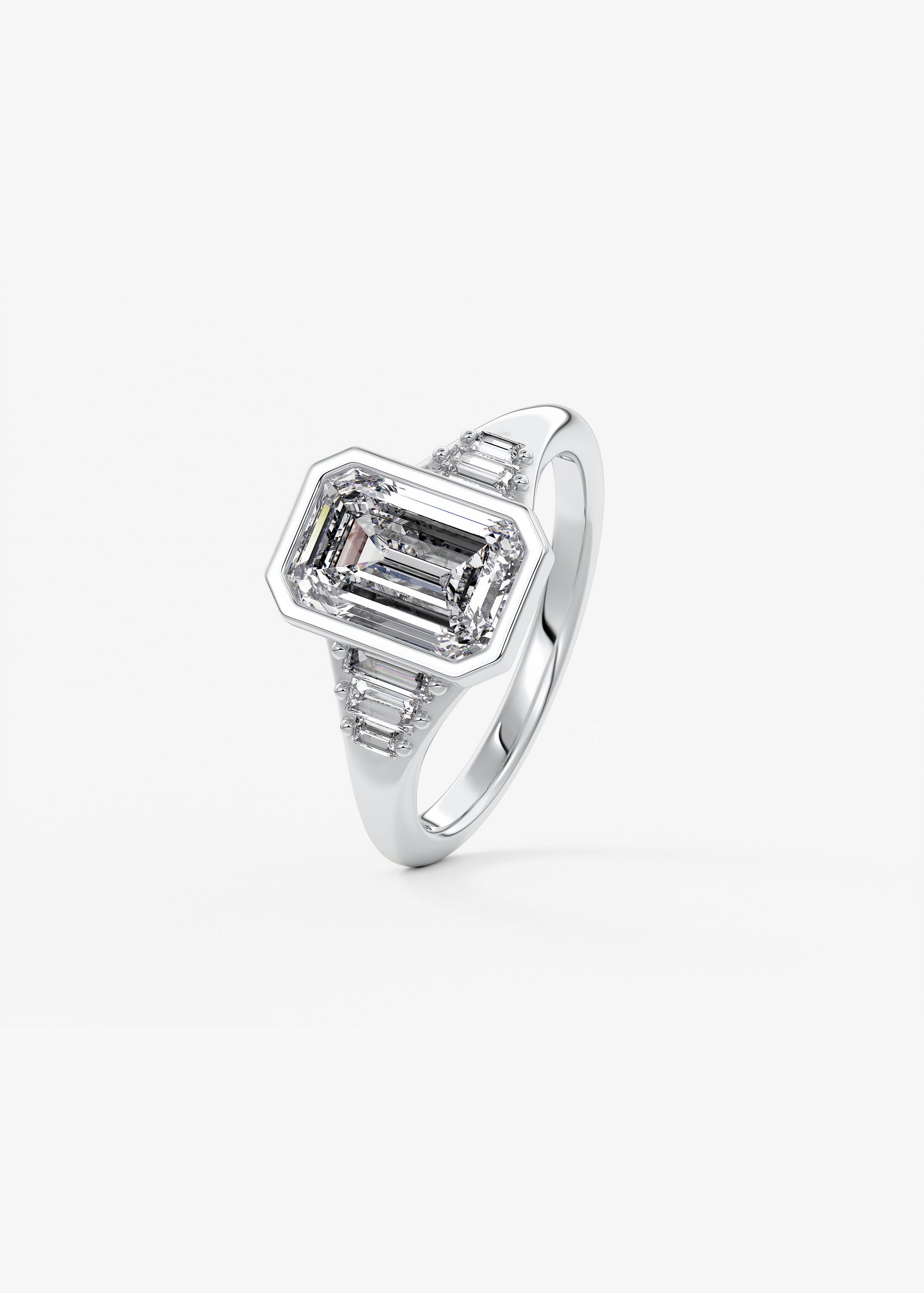Emerald Cluster Bezel Lab Grown Diamond Engagement Ring