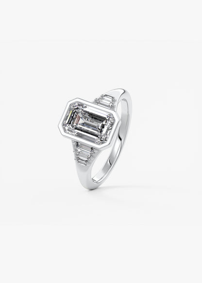 Emerald Cluster Bezel Lab Grown Diamond Engagement Ring