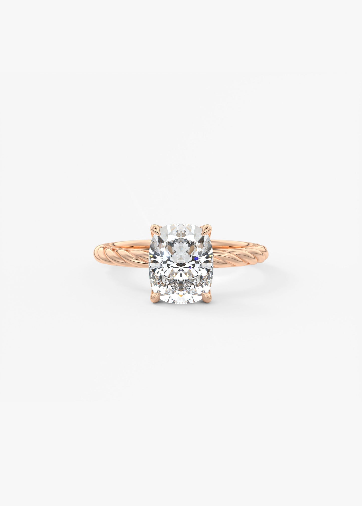Elongated Cushion Twisted Multi Stones Lab Grown Diamond Engagement Ring