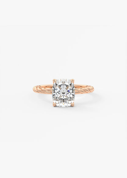 Elongated Cushion Twisted Multi Stones Lab Grown Diamond Engagement Ring