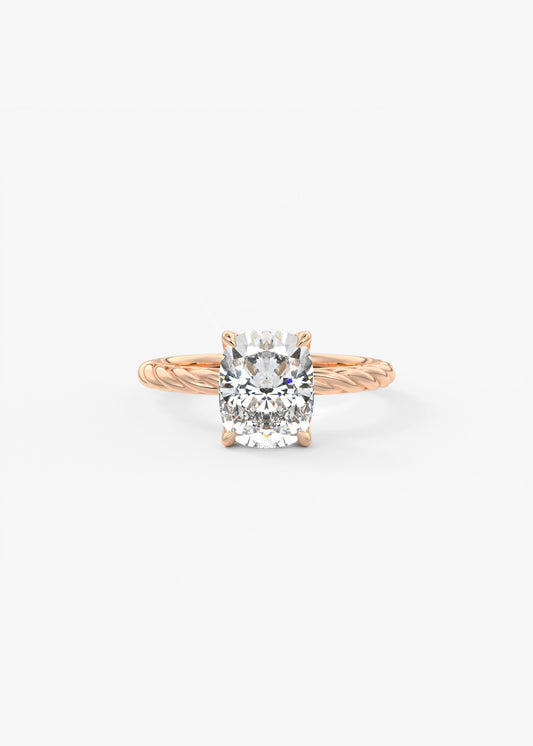 Elongated Cushion Twisted Multi Stones Lab Grown Diamond Engagement Ring