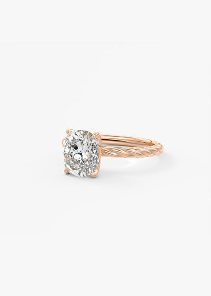 Elongated Cushion Twisted Multi Stones Lab Grown Diamond Engagement Ring